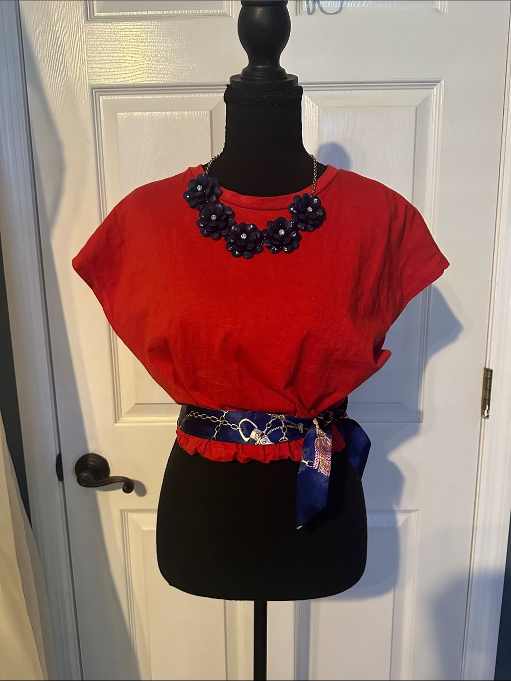 Zara Red Short-Sleeve Crop Top